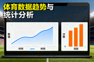 屏幕上的体育数据分析图表，包含趋势曲线与统计柱状图